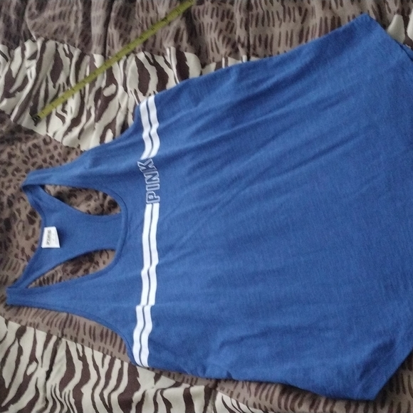PINK Victoria's Secret Tops - PINK BLUE/W WHITE STRIPED TANK TOP ROYAL BLUE💙WHITE PINK BOLD LETTERS ON FRONT